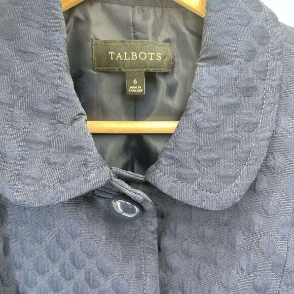 Talbots Womens Blazer Jacket Three Button Long Sleeve Lined Textured Blue Size 6 - Picture 7 of 9